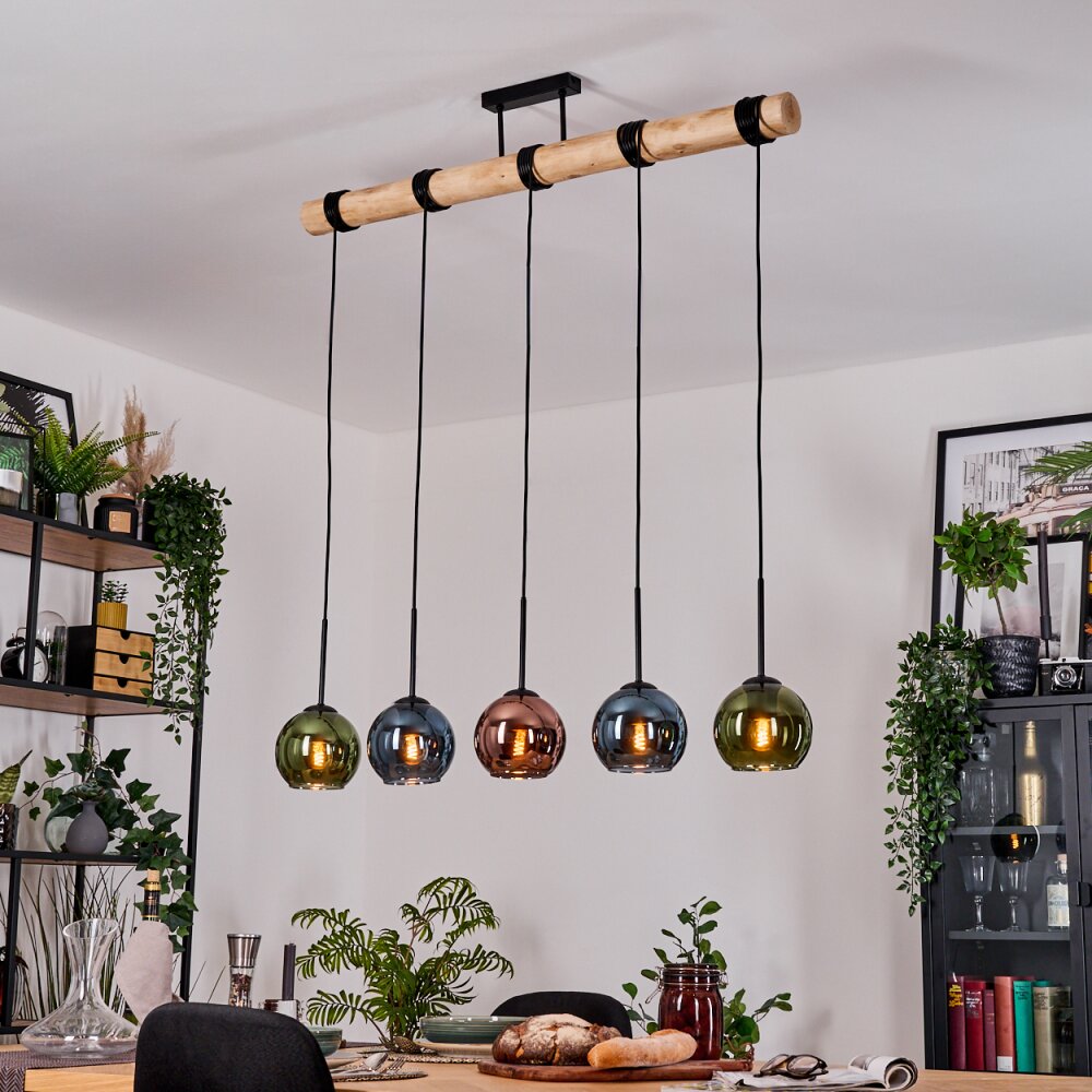 Koyoto Lampadario a sospensione, Lampada a sfera, Lampada a sospensione Écru, Nero, 5-Luci main product photo