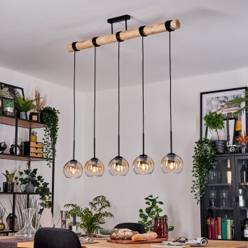 Koyoto Lampadario a sospensione, Lampada a sfera, Lampada a sospensione Écru, Nero, 5-Luci Koyoto Lampadario a sospensione, Lampada a sfera, Lampada a sospensione Écru, Nero, 5-Luci