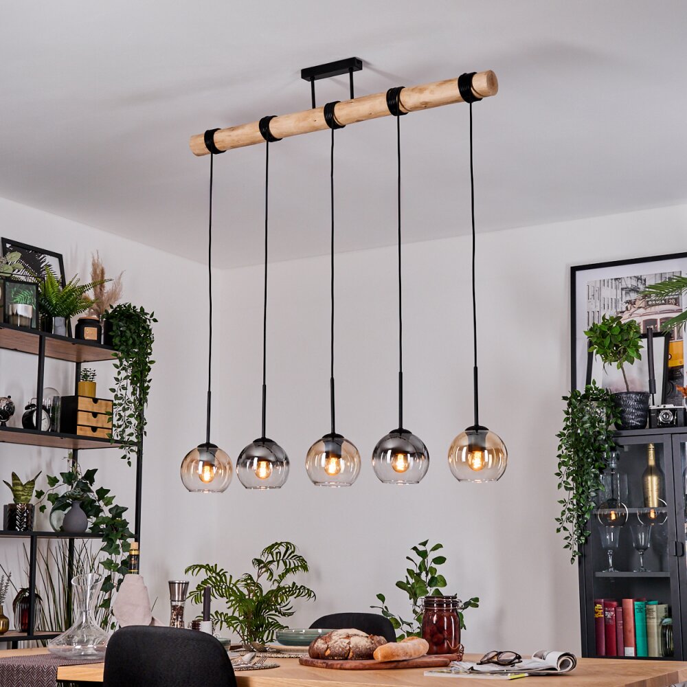 Koyoto Lampadario a sospensione, Lampada a sfera, Lampada a sospensione Écru, Nero, 5-Luci main product photo