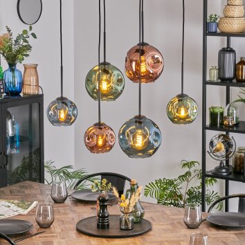 Ripoll Lampadario a sospensione, Lampada a sfera, Lampada a sospensione Blu, Verde, Ramato, 6-Luci