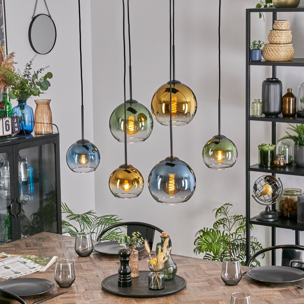 Koyoto Lampadario a sospensione, Lampada a sfera, Lampada a sospensione Blu, Oro, Verde, Chiaro, 6-Luci main product photo