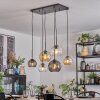Koyoto Lampadario a sospensione, Lampada a sfera, Lampada a sospensione Ambrato, Chiaro, Grigio fumo, 6-Luci