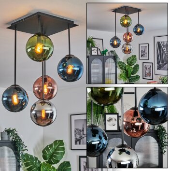 Gastor Plafoniera, Lampada a sfera Blu, Cromo, Verde, Ramato, Grigio fumo, 5-Luci