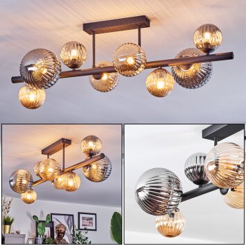 Chehalis Plafoniera, Lampada a sfera Ambrato, Grigio fumo, 8-Luci