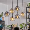 Koyoto Lampadario a sospensione, Lampada a sfera, Lampada a sospensione Ambrato, Chiaro, Grigio fumo, 6-Luci