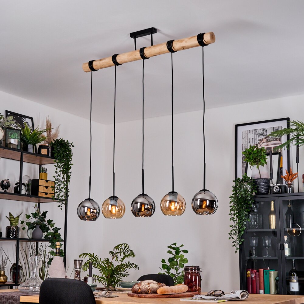 Koyoto Lampadario a sospensione, Lampada a sfera, Lampada a sospensione Écru, Nero, 5-Luci main product photo