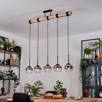 Koyoto Lampadario a sospensione, Lampada a sfera, Lampada a sospensione Écru, Nero, 5-Luci