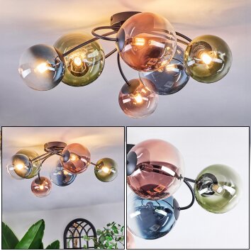 Chehalis Plafoniera, Lampada a sfera Blu, Verde, Chiaro, Ramato, 6-Luci