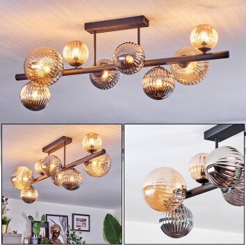 Chehalis Plafoniera, Lampada a sfera Ambrato, Grigio fumo, 8-Luci