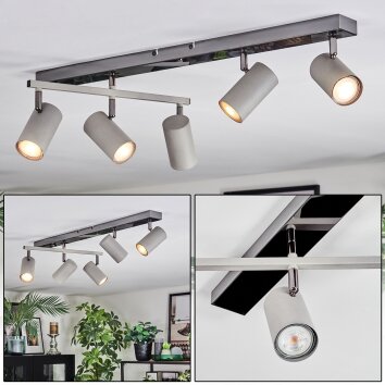 Javel Plafoniera, Faretto da soffitto Cromo, Grigio, Nero, 5-Luci