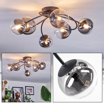 Chehalis Plafoniera, Lampada a sfera 58 cm Chiaro, Grigio fumo, 6-Luci