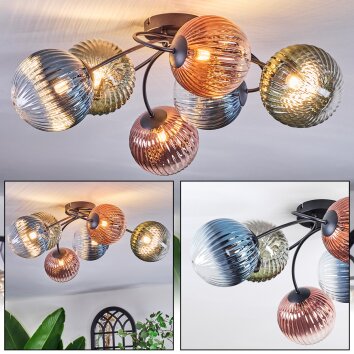 Chehalis Plafoniera, Lampada a sfera 64 cm Blu, Verde, Chiaro, Ramato, 6-Luci