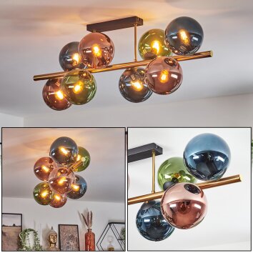 Gastor Plafoniera, Lampada a sfera Oro, Nero, 8-Luci