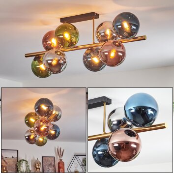 Gastor Plafoniera, Lampada a sfera Oro, Nero, 8-Luci