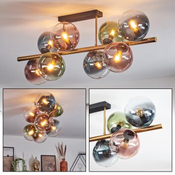 Gastor Plafoniera, Lampada a sfera Oro, Nero, 8-Luci Gastor Plafoniera, Lampada a sfera Oro, Nero, 8-Luci