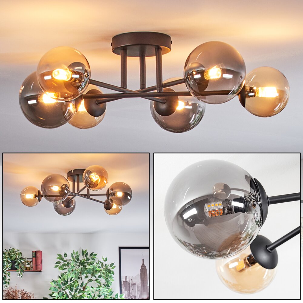 Chehalis Plafoniera, Lampada a sfera 55 cm Ambrato, Grigio fumo, 6-Luci main product photo
