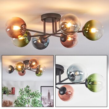 Chehalis Plafoniera, Lampada a sfera Blu, Verde, Chiaro, Ramato, 6-Luci