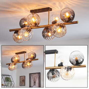 Koyoto Plafoniera, Lampada a sfera Oro, Nero, 8-Luci