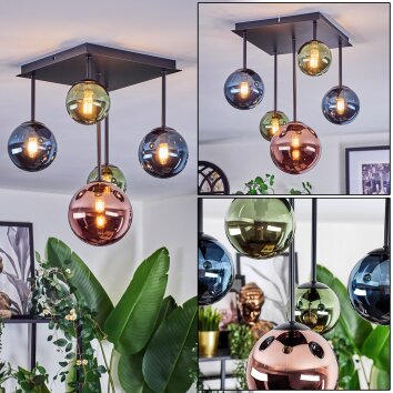 Chehalis Plafoniera, Lampada a sfera Blu, Verde, Ramato, 5-Luci Chehalis Plafoniera, Lampada a sfera Blu, Verde, Ramato, 5-Luci