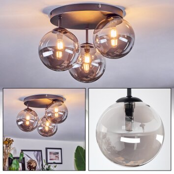 Chehalis Plafoniera, Lampada a sfera 34 cm Grigio fumo, 3-Luci