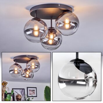Chehalis Plafoniera, Lampada a sfera 34 cm Chiaro, Grigio fumo, 3-Luci