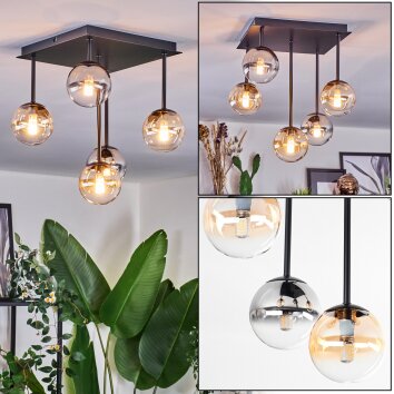 Chehalis Plafoniera, Lampada a sfera Ambrato, Chiaro, Grigio fumo, 5-Luci