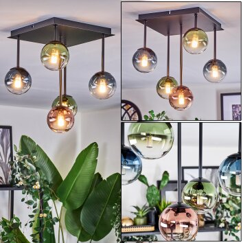 Chehalis Plafoniera, Lampada a sfera Blu, Verde, Chiaro, Ramato, 5-Luci