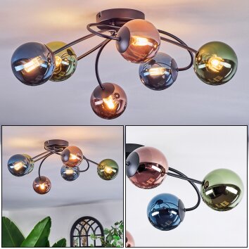 Chehalis Plafoniera, Lampada a sfera Blu, Verde, Ramato, 6-Luci
