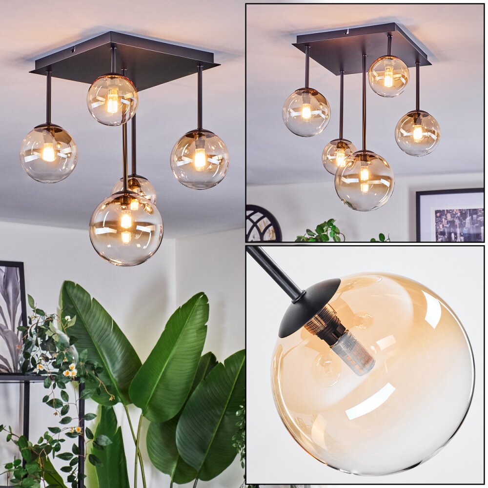 Chehalis Plafoniera, Lampada a sfera Ambrato, Chiaro, 5-Luci main product photo