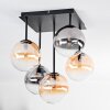Chehalis Plafoniera, Lampada a sfera Ambrato, Chiaro, Grigio fumo, 5-Luci