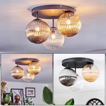 Chehalis Plafoniera, Lampada a sfera Ambrato, Chiaro, Grigio fumo, 3-Luci Chehalis Plafoniera, Lampada a sfera Ambrato, Chiaro, Grigio fumo, 3-Luci