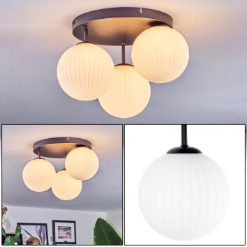 Chehalis Plafoniera, Lampada a sfera Bianco, 3-Luci