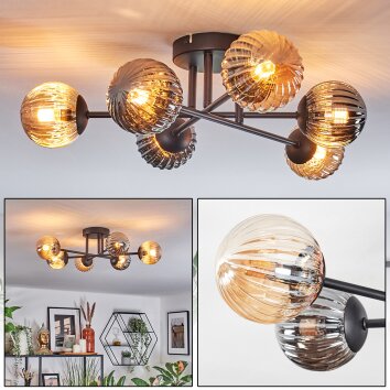 Chehalis Plafoniera, Lampada a sfera 55 cm Ambrato, Grigio fumo, 6-Luci Chehalis Plafoniera, Lampada a sfera 55 cm Ambrato, Grigio fumo, 6-Luci
