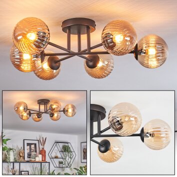 Chehalis Plafoniera, Lampada a sfera 55 cm Ambrato, 6-Luci