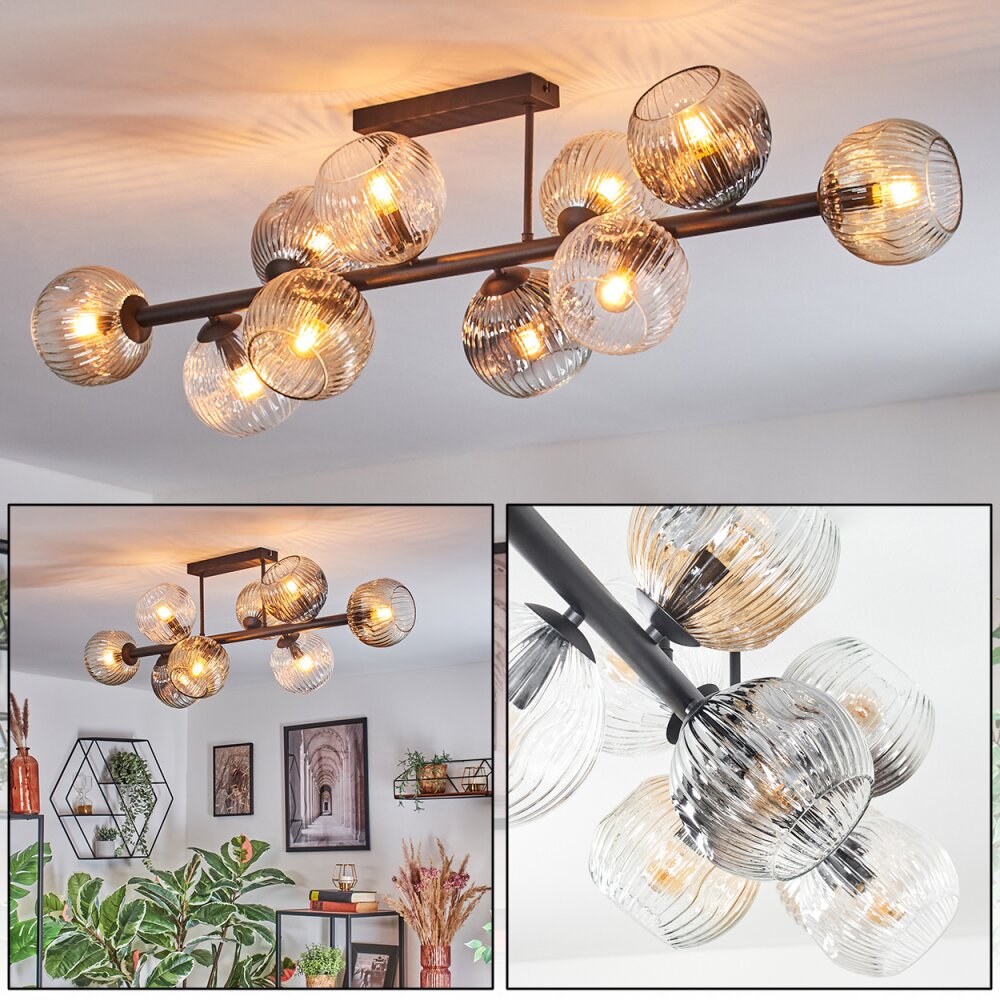 Ripoll Plafoniera, Lampada a sfera Ambrato, Chiaro, Grigio fumo, 10-Luci main product photo