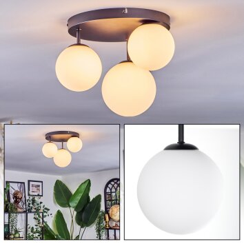 Chehalis Plafoniera, Lampada a sfera 30 cm Bianco, 3-Luci