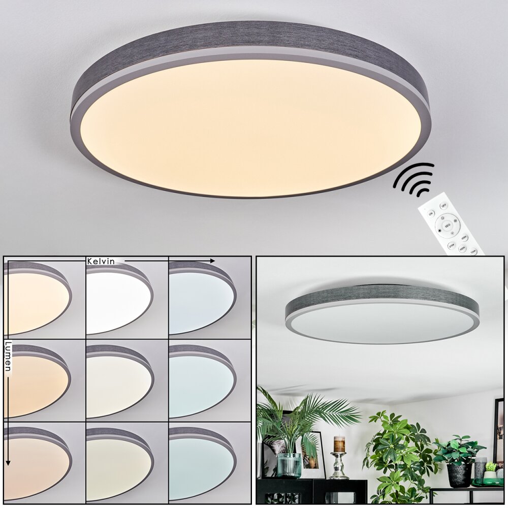 Salmi Plafoniera, Panel LED Grigio, Argento, 1-Luce, Telecomando main product photo