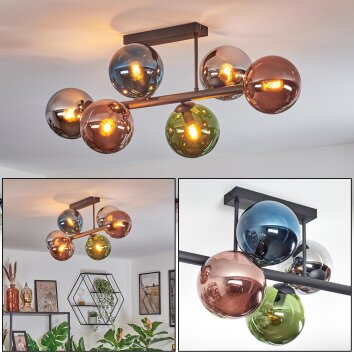 Gastor Plafoniera, Lampada a sfera Blu, Cromo, Verde, Ramato, Grigio fumo, 6-Luci Gastor Plafoniera, Lampada a sfera Blu, Cromo, Verde, Ramato, Grigio fumo, 6-Luci