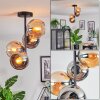 Koyoto Plafoniera, Lampada a sfera 31 cm Ambrato, Cromo, Grigio fumo, 4-Luci