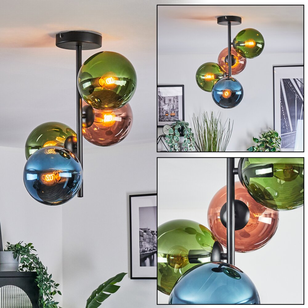 Gastor Plafoniera, Lampada a sfera 32 cm Blu, Verde, Ramato, 4-Luci main product photo