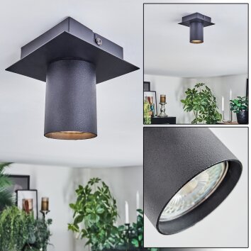 Udena Plafoniera LED Nero, 1-Luce