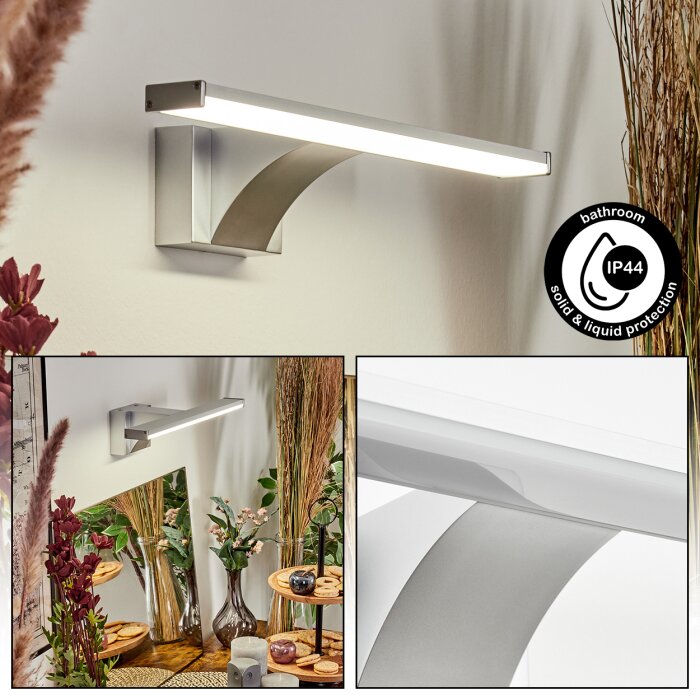 Zaire Lampada da specchio, Applique LED Cromo, Argento, 1-Luce, Sensori di movimento