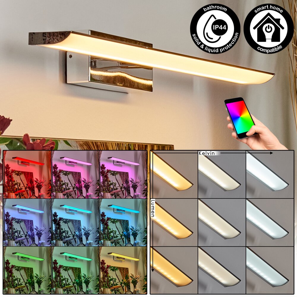 Banek Lampada da specchio, Applique LED Cromo, 1-Luce, Cambia colore main product photo