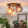 Koyoto Plafoniera, Lampada a sfera 30 cm Ambrato, Chiaro, Grigio fumo, 3-Luci