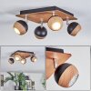 Haldor Plafoniera, Faretto da soffitto Cromo, Aspetto del legno, Nero, 4-Luci