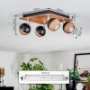 Haldor Plafoniera, Faretto da soffitto Cromo, Aspetto del legno, Nero, 4-Luci