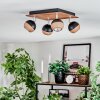 Haldor Plafoniera, Faretto da soffitto Cromo, Aspetto del legno, Nero, 4-Luci