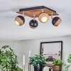 Haldor Plafoniera, Faretto da soffitto Cromo, Aspetto del legno, Nero, 4-Luci