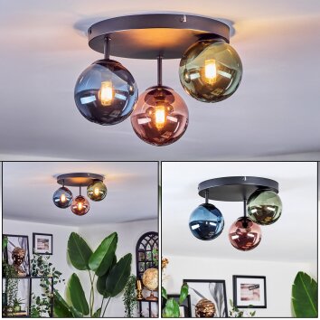 Chehalis Plafoniera, Lampada a sfera 30 cm Blu, Verde, Ramato, 3-Luci