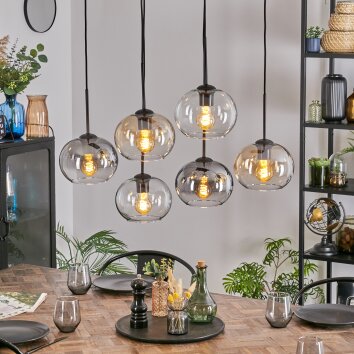 Apedo Lampadario a sospensione, Lampada a sfera, Lampada a sospensione Ambrato, Chiaro, Grigio fumo, 6-Luci